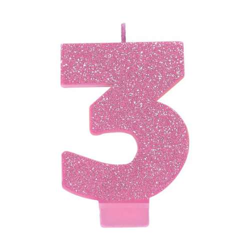Sparkly Pink Candle - No 3 - Click Image to Close